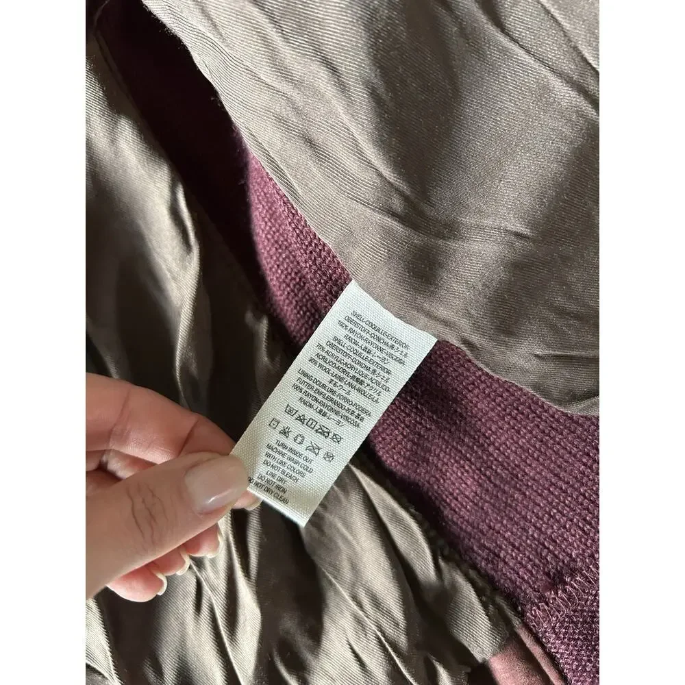 Free People Moto Jacket Womens 4 Burgundy Vegan Faux Leather Boho Biker NWT